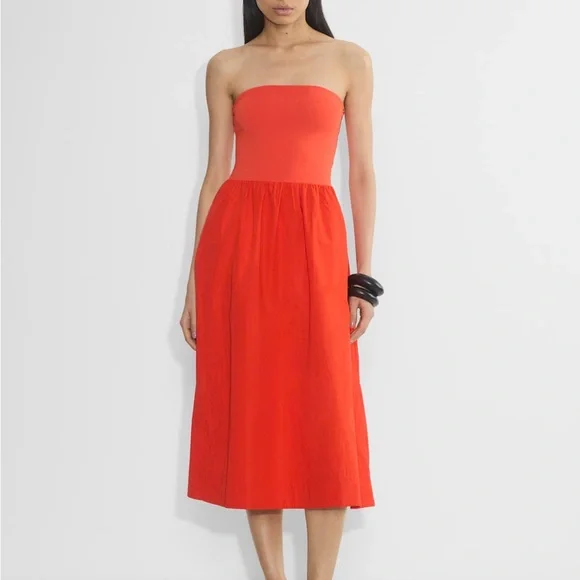 BNWT Aritzia Babaton Fluid Poplin Dress in Poppy red XXS - Picture 3 of 9